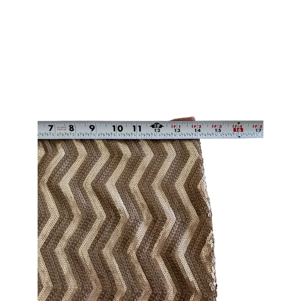 Free People Size S Sequin Chevron Mini Skirt Brown Gold Metallic Party Y2K